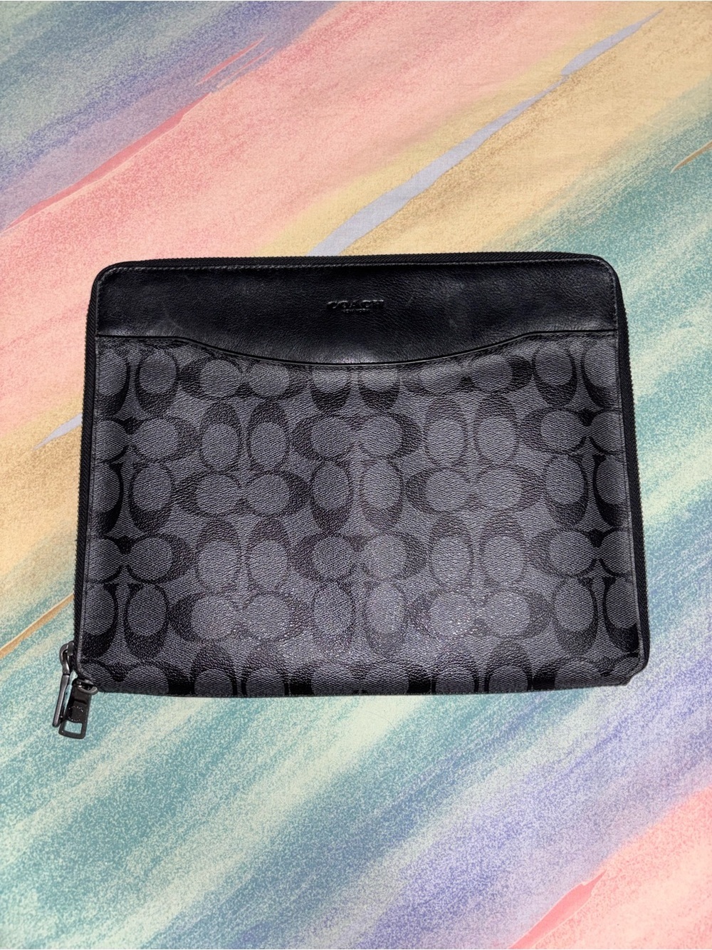 Coach Tech Case Signature Canvas Charcoal Black